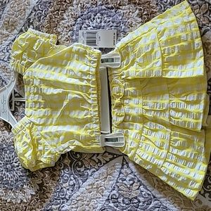 2 piece yellow gingham plaid Jessica Simpson outfit 12 mo.